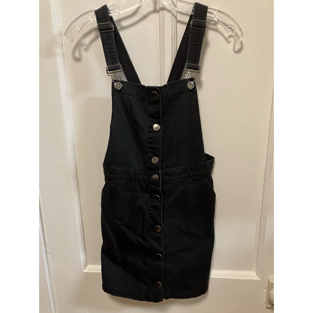 Divided by HM Black Denim Fully Snap overall Skirt Size 4